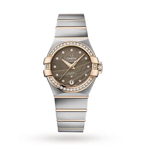 omega constellation ladies 27mm coaxial date automatic watch|ladies omega constellation diamond bezel.